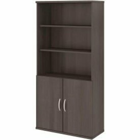BUSH IND Bush Furniture 5-Shelf Bookcase with Doors - Storm Gray - Studio C Series STC015SG